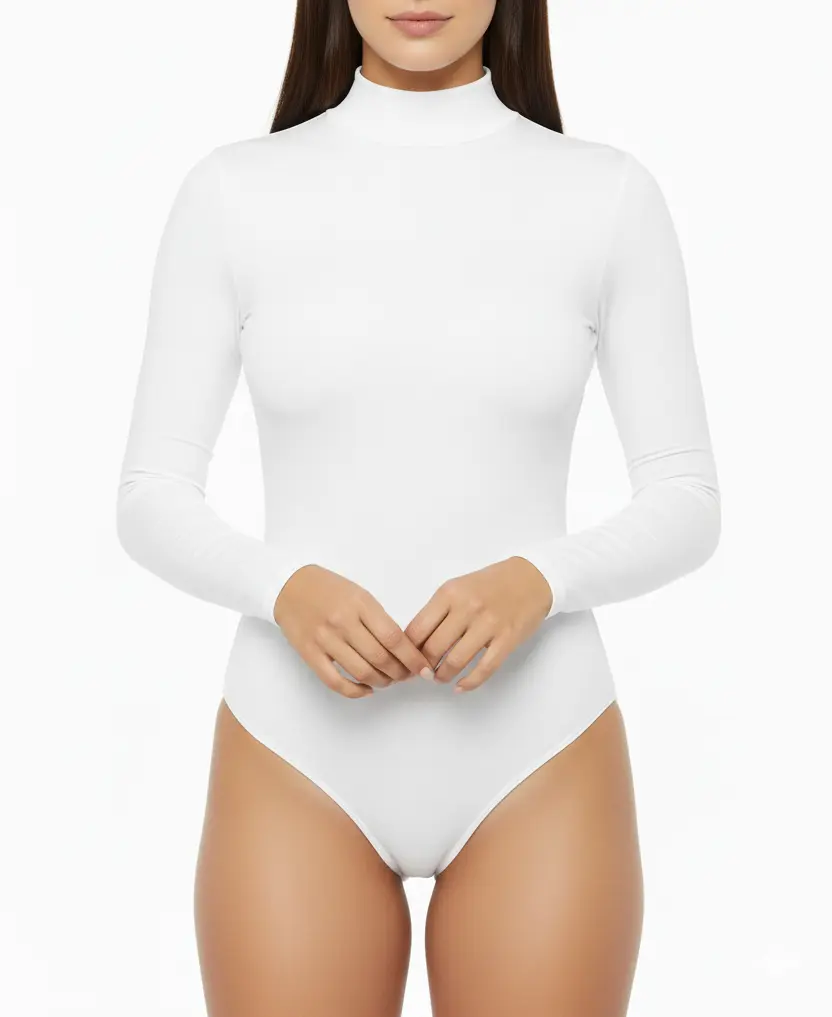 XFit Women's Mock Turtle Neck Long Sleeve Thong Tops Bodysuit Jumpsuit