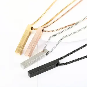 Pendant long column creative niche design all-match high-end titanium steel necklace accessories unisex gift