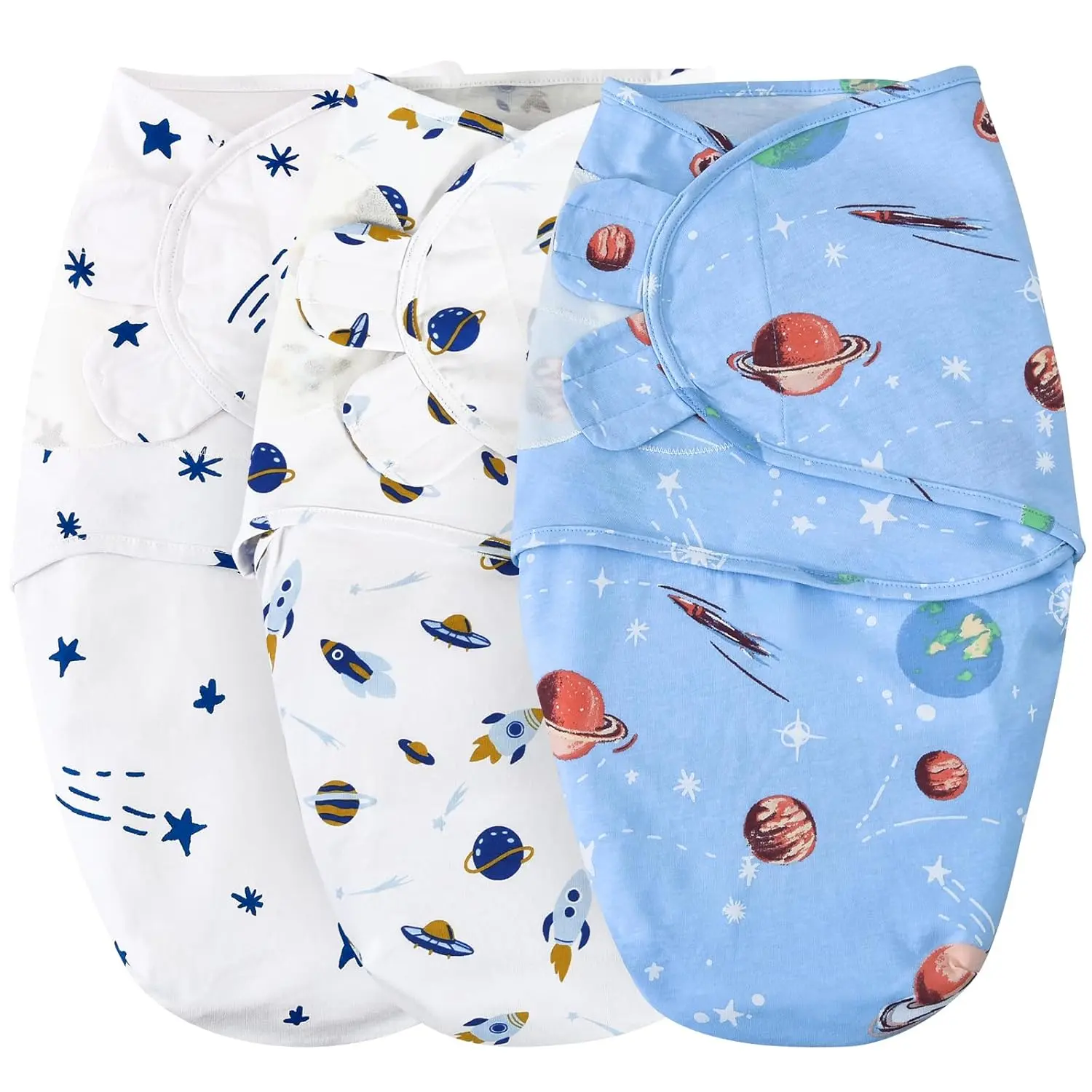 100% Cotton 3 Pack Baby Swaddle Wrap  0-3 Months, Soft Breathable Swaddle Blanket  Newborn Infant, Adjustable Baby Wrap Sleep Sacks  Boys Girls, Newborn Essentials, Space