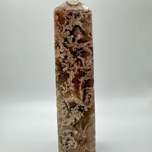 Unique Moss Agate Tower ~ Healing ~ Orange, Pink, Light Brown ~ Natural Crystal Natural Stone Bag Pendant crystal tower