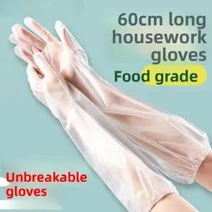 10PCS Waterproof Disposable Gloves Multifunctional Transparent Cleaning Long Gloves Durable Thickened Disposable Hand Sleeves