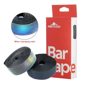 1pair Road Bike Handlebar Tape PU+EVA Reflection Dazzle Shockproof Bike Cycling Handlebar Tapes With Bar Plugs Bicycle Accessories