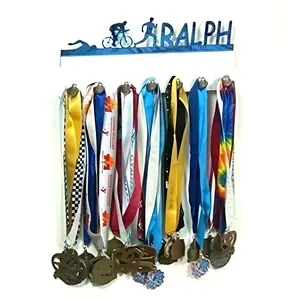 Personalized Triathlon Medal Holder – Custom Multi-Sport Race Medal Display Rack, Ironman, Marathon, Running, Cycling, Swimming Hanger, Handmade Wall Organizer for Athletes