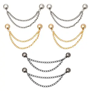 Unisex Daily Multi-Function Magnetic Clothing Clips - 6-Piece Strong-Strength Button Clips with Chain, Pinless Magnetic Brooch, Pearl Decor Accessory for Hijab & T-Shirt Hem Adjustment