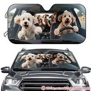 1 piece of Teddy's car sun visor with 2D high-definition printing, effectively blocking sunlight, suitable for trucks SUV、 RV front windshield decoration