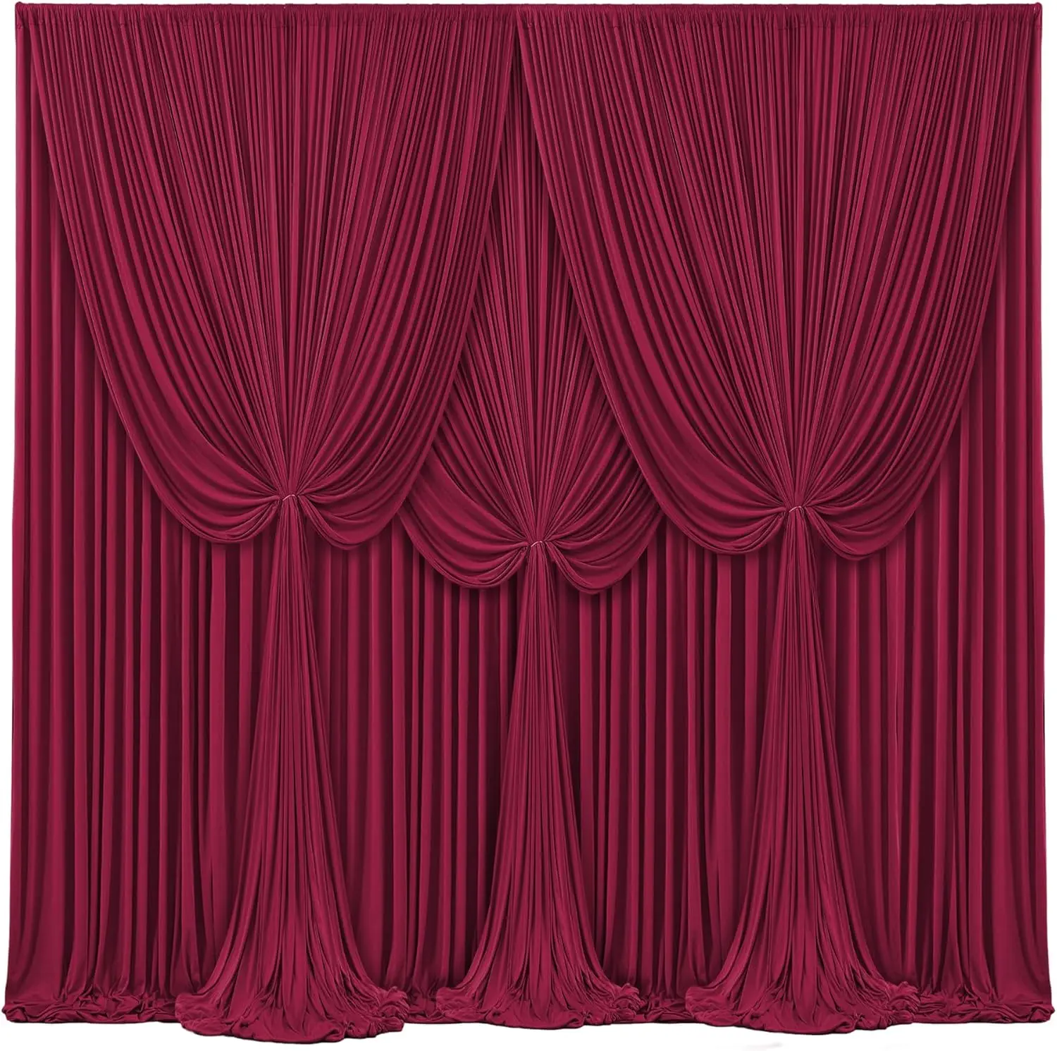 50ft x 10ft Burgundy Backdrop Curtain for Parties 10 Panels Polyester Fabric Easy Hanging Wedding Photo Shoot Decorations Decorative Banner Cloth