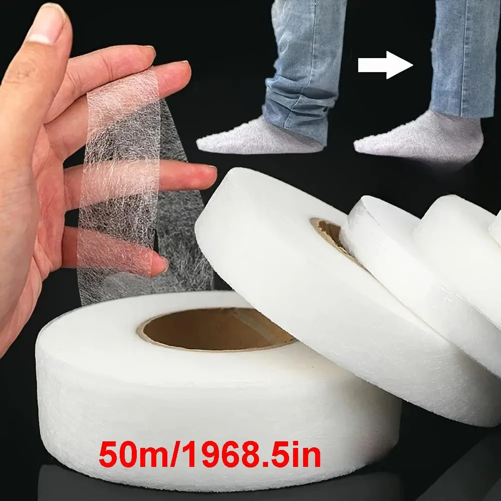 Self Adhesive Hemming Tape, 1 Roll 50m Non-woven Fabric Hemming Tape, DIY Clothes Alteration Tape, Sewing Supplies for Home Use