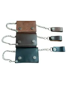 Men’s Leather Chain Wallet Trifold Billetera con Cadena Cartera
