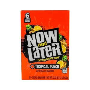 Now and Later Tropical Punch Chews Candy, 0.93 oz (24 Count) - Snack Sweet American sweets planet gummies fall Bonbon Flavor