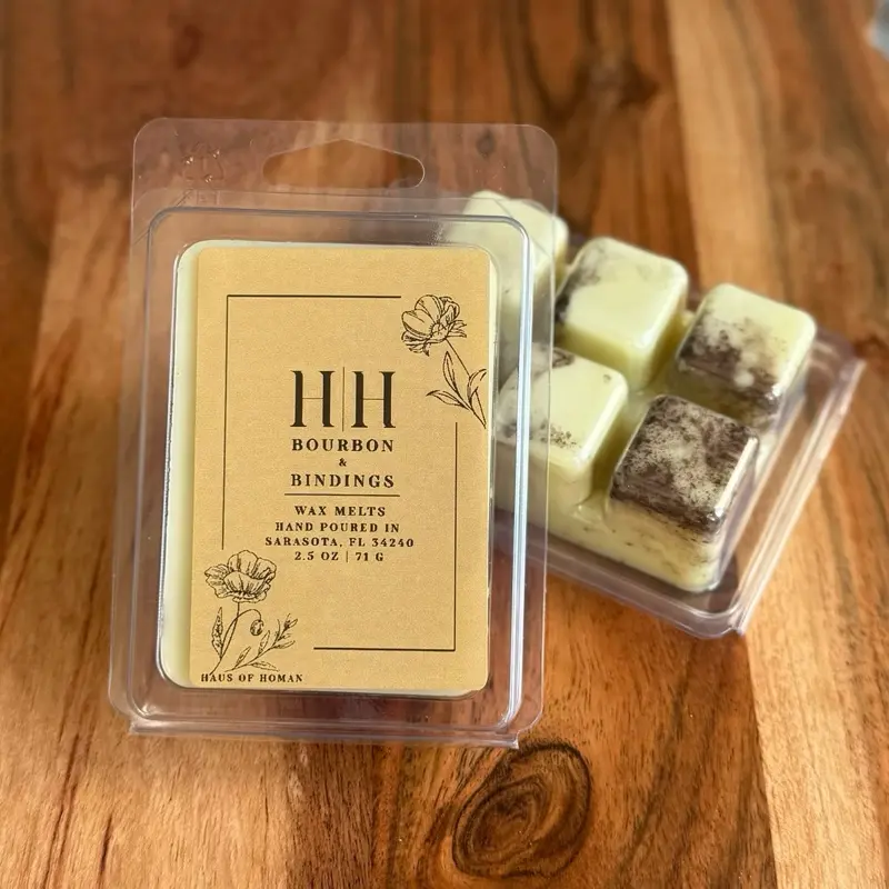H|H Bourbon & Bindings 2.5oz 71g Scented Wax Cubes for Home Fragrance Hand Poured in Sarasota,FL