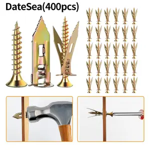 【DateSea】 100PCS/300PCS Self-Drilling Drywall Anchors Kit No Drill Needed Easy Hang for Home & Office Includes 100 Anchors 100 Screws for Quick Install Adjustable Hooks & Bracket
