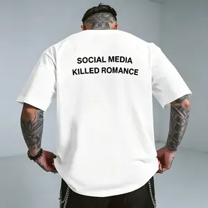 Black Graphic Tee for Men, "Social Media Killed Romance," Double-Sided Print Men's Fashion Apparel