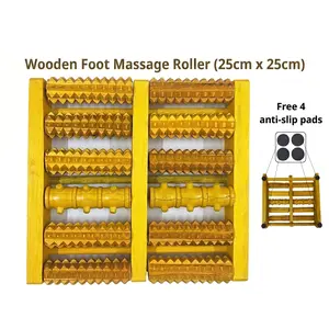 Natural Wooden Foot Roller Massager - Dual Foot Acupressure Roller Board for Reflexology, Plantar Fasciitis Relief & Deep Relaxation