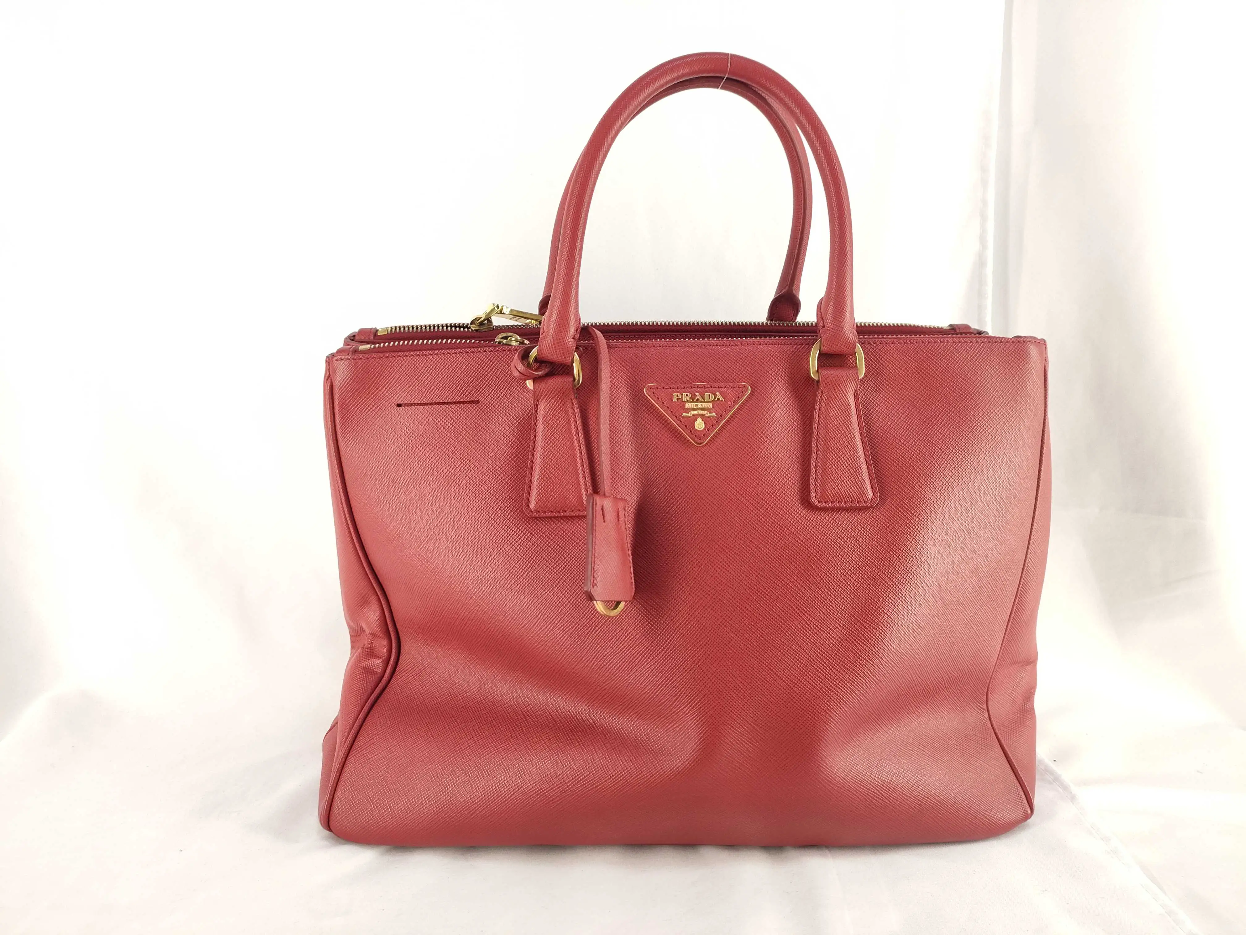 Pre-owned PRADA PVC Shoulder Bags Galleria Saffiano Triangle Logo Tote Leather Handbag