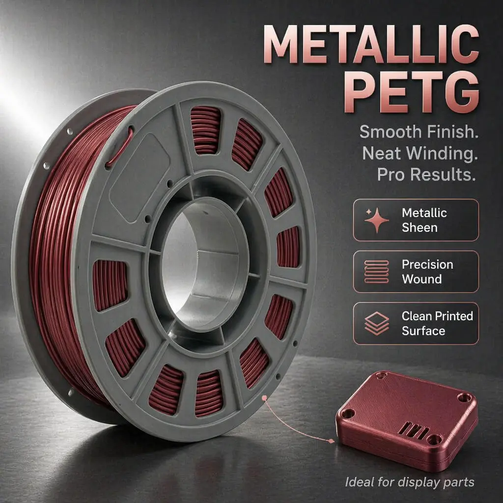 Metallic Rose Gold PETG 3D Printer Filament, 300g (0.66lbs) Mini Test Spool, Consistent 1.75mm ±0.02mm Diameter, Low Warping, Delicate Metallic Finish for FDM Printers