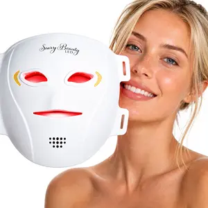 LED Light Therapy Mask Model E43, Red Blue and Infrared Facial Skincare Device with Controller, Timer, Eye Pieces and Adjustable Light Modes for At Home Use
