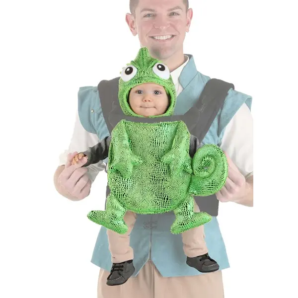 HalloweenCostumes Disney Tangled Pascal Baby Carrier Cover, Velour Scale Print Costume with Standard Fit and Chameleon Eyes Headpiece, Baby Cover, Hook Fasteners
