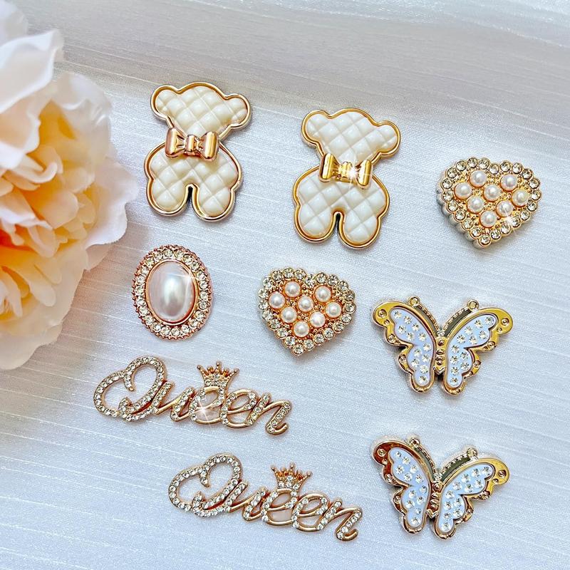 Bling Shoe Charms for Women Girly Golden Chains for Clog Sandals Rhinestones Bling Chain Charms Cute Designer DIY Shoe Accessories Decoration Jewels Party Favors