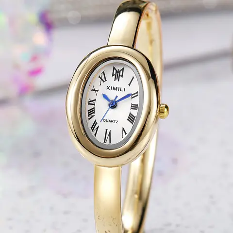 Women's Oval Mini Bracelet Watch, Elegant Oval Watch, Roman Numeral Vintage Luxury, Quartz Analog, Mineral Glass Dial, Casual Style, All Seasons, Analog Watches, Quartz Wristwatch, Oval Shaped Watch, Analogue Quartz Watch