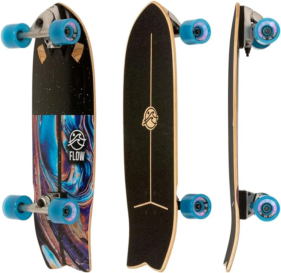 Flow Surf Skates Cruiser - 29"X10" 7-Ply North American Maple Deck, Carving Truck, Fully Assembled, Supports up to 275 Lbs for Surf-Like Carving FLOW Surf Skates