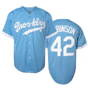 Black Legends Men's Brooklyn Baseball Jersey #42 Short-Sleeved V-Neck Breathable Polyester Sports Top for Baseball Lovers Loose Fit Summer Casual