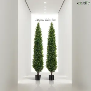 Artificial Cypress Tree – 4ft/6ft Faux Topiary Plant in Pot, Lifelike Decorative Realistic Fake Cedar Tree for Indoor & Outdoor Entryway, Porch, Patio, Home Decor Fruit Ornaments