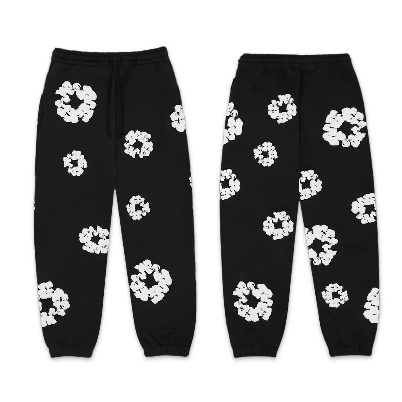 Black pants (white floral wreath)