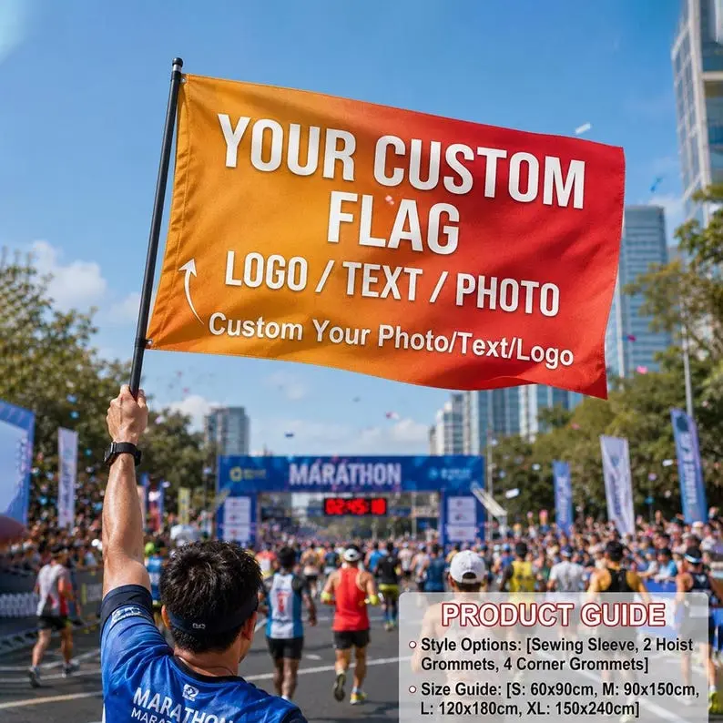 Custom Flag with Personalized Photo, Logo or Text, Custom Outdoor Banner, Personalized Gift for Business Events Parties