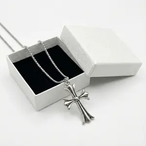 AuraNova Unisex Cross Pendant Necklace Stainless Steel Simple Big Cross Dainty Christian Gifts Cross Necklace Jewelry for Men & Women