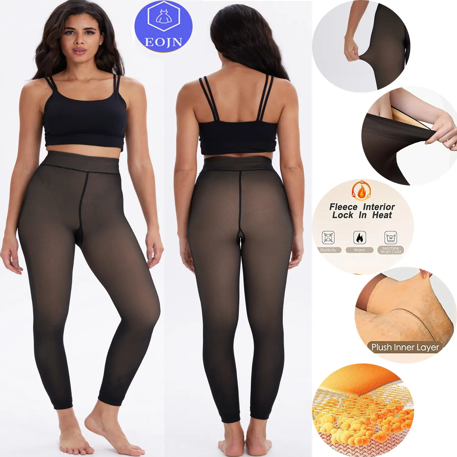 Ankle length Tights,New One-Seam Warm Fleece Lined Tights for Women Fake Translucent Pantyhose High Waist Thermal Leggings Sheer Comfy Faux Fur Winter Tights for Ladies.