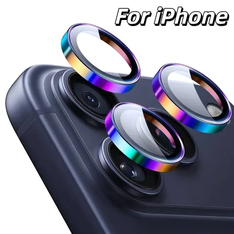Eagle Eye Mobile Phone Lens Ring for Apple iPhone Air/17/16/15/14/13 Series, Full Coverage Camera Protection, Metal Lens Circle + 9h Tempered Glass Film, Cellphone Accessories