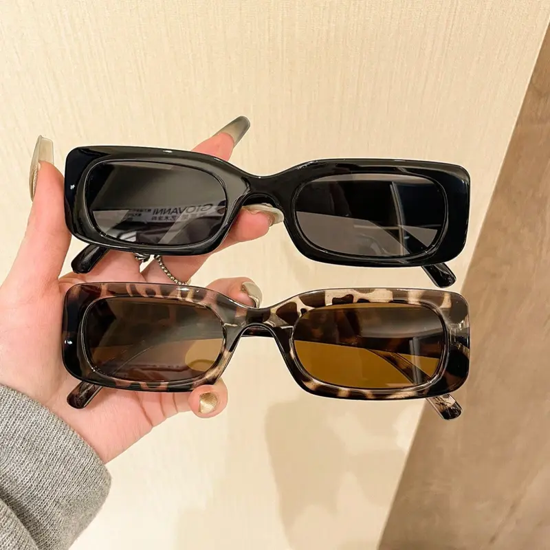2 Pcs Vintage Y2K Square Fashion Glasses, Unisex Fashion Accessory Eyewear for Summer Vacation Outdoor Travel, Stylish Sunglasses for Men & Women, Decorative Lens