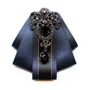 Bow Brooch for Boys, Tie Adjustable Band Necktie Gemstone Bowties for wedding, Prom, Party, School, Formal Wear