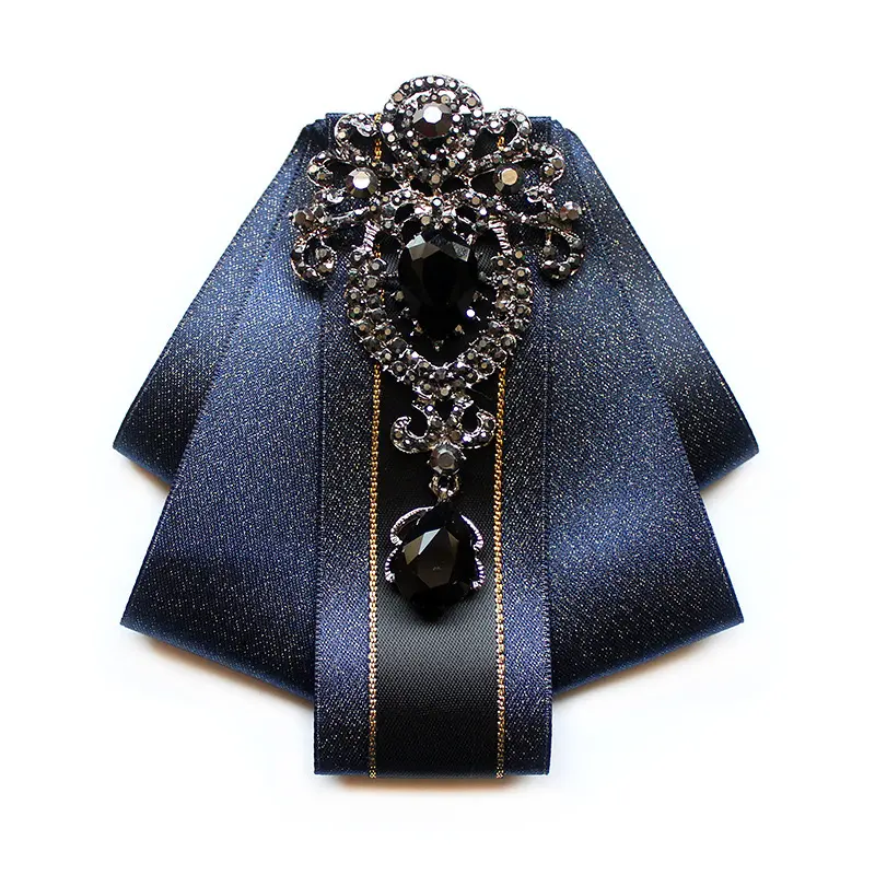 Boys' Gemstone Bow Brooch Clip - Adjustable Band Necktie for Wedding, Formal Wear, Prom