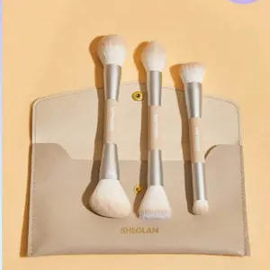 SHEGLAM Glam 101 Face Essentials Brush Set With Bag Synthetic Portable Makeup Brushes Set Foundation Concealer Highlighter Powder Contour Blush Makeup Brushes Makeup Brush Organizer Travel Case Black Friday Winter Gifts Brushes Set