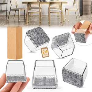 24PCS Square Chair Leg Protectors, Furniture, Chair Leg Protectors for Floors, Non-Slip Felt Furniture Pads, Cap Covers to Protect Floors, (Fit 1.1" - 1.5")
