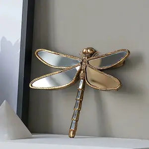 Handmade Resin Dragonfly Wall Mounted Decor Mirror, Elegant Decorative Insect Decoration for Home Office Bug Museum, Unique Gift Idea for Nature Lovers