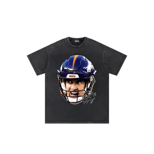 Menswear Drizzled Peyton Manning Round Neck Short-Sleeve Stretch Fabric Unisex Cotton Loose Casual T-Shirt