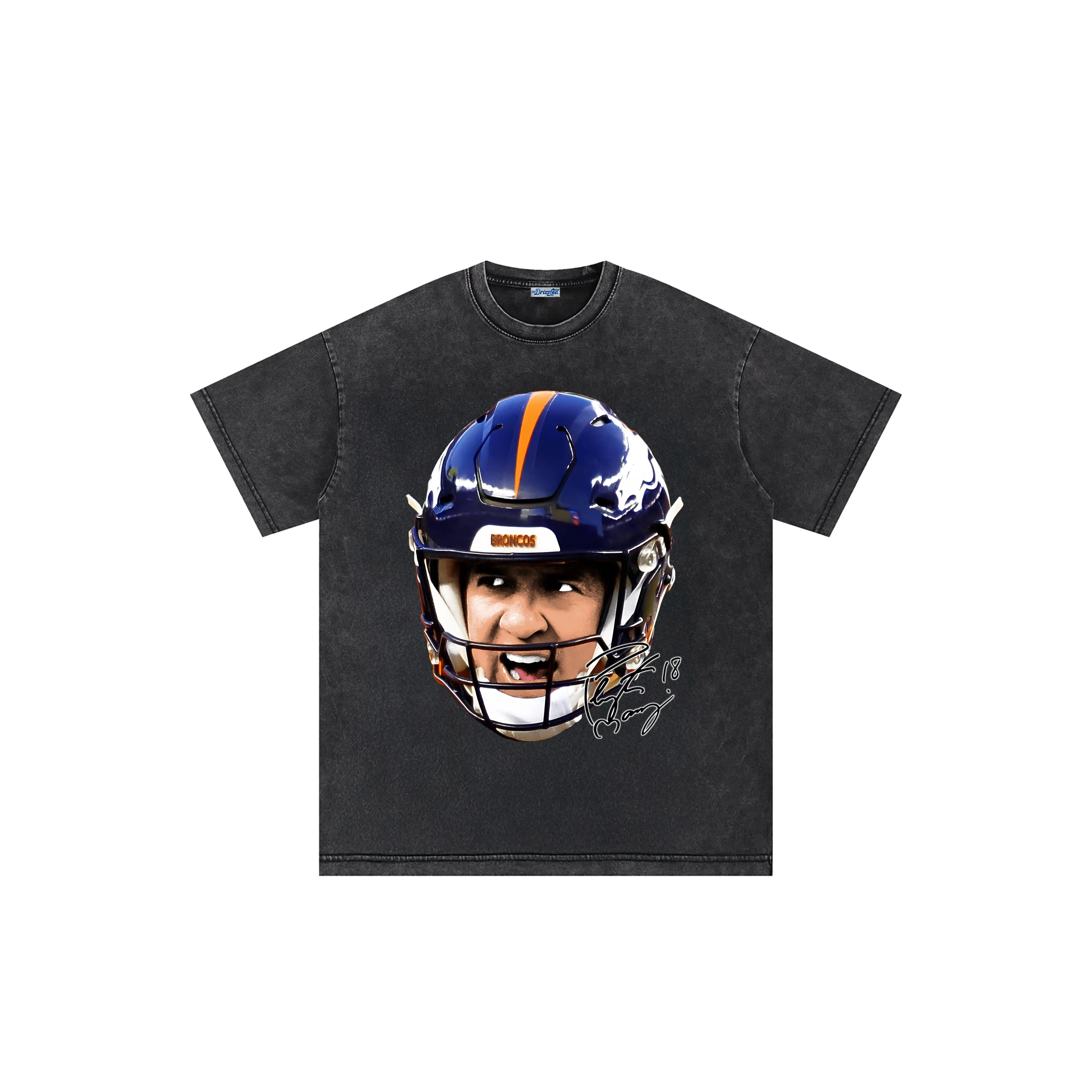 Menswear Drizzled Peyton Manning Round Neck Short-Sleeve Stretch Fabric Unisex Cotton Loose Casual T-Shirt