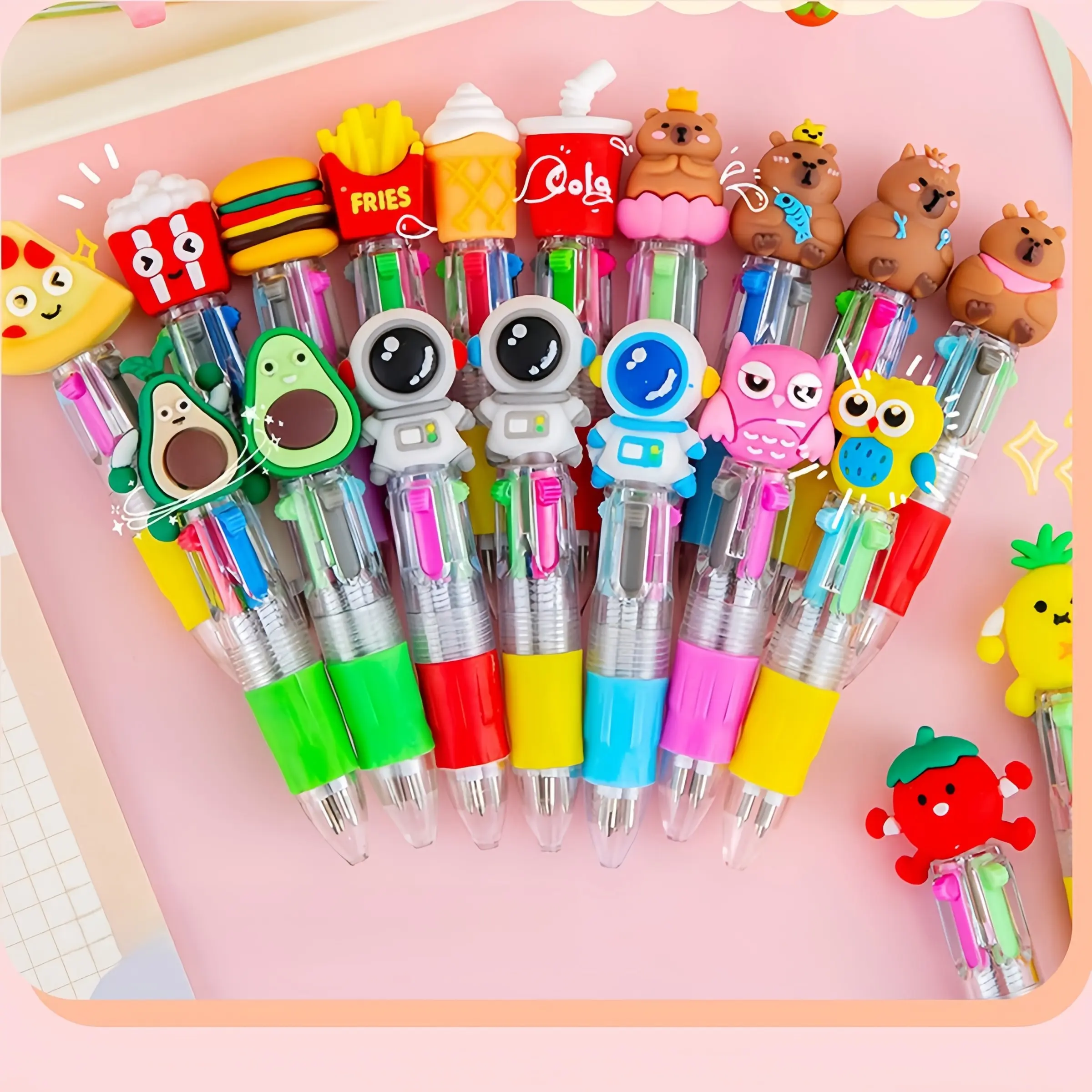 10/20pcs Mini Multicolor Ballpoint Pens, Pen Set, Four-in-One Cute Design, Suitable for Boys and Girls, Fun Cartoon Pens, Ideal Party Gifts, Children's Birthday Gifts, Teacher Supplies, Classroom Rewards