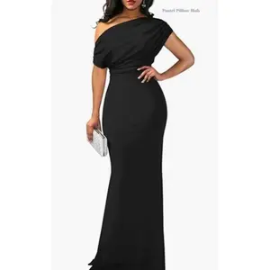 Women's Spring and Summer Elegant Sleeveless Off-Shoulder Slim Long Formal Party Evening Dress