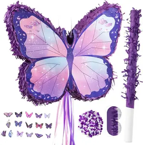 Zrunbo Butterfly Piñata Set for Girls Birthday Party – Includes Blindfold & Butterfly Stickers, Fun Party Game