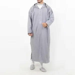 Men'S Islamic Kaftan Robe - Traditional Arabic Thobe Kurta Abaya with Full Coverage, Loose Fit Long Sleeve Prayer Dress for Ramadan, Umrah - Middle Eastern & South Asian Muslim Clothing - Elegant Islamic Attire for Everyday & Religious Events