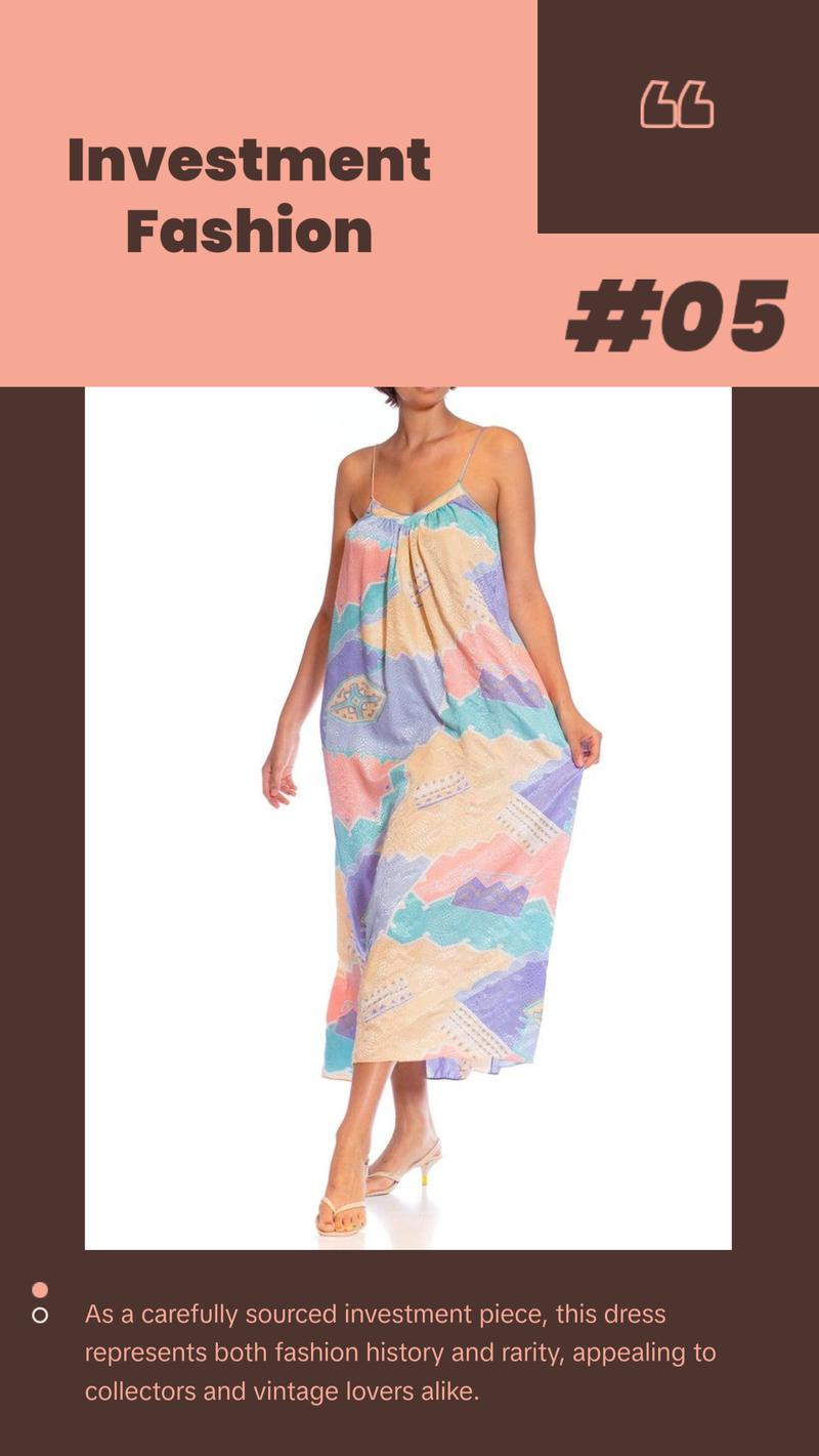 1980S MARY MCFADDEN Multicolor Pastel Polyester Jacquard Dress