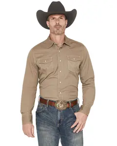 Wrangler Men's Retro Premium Solid Long Sleeve Snap Western Shirt - 112378684