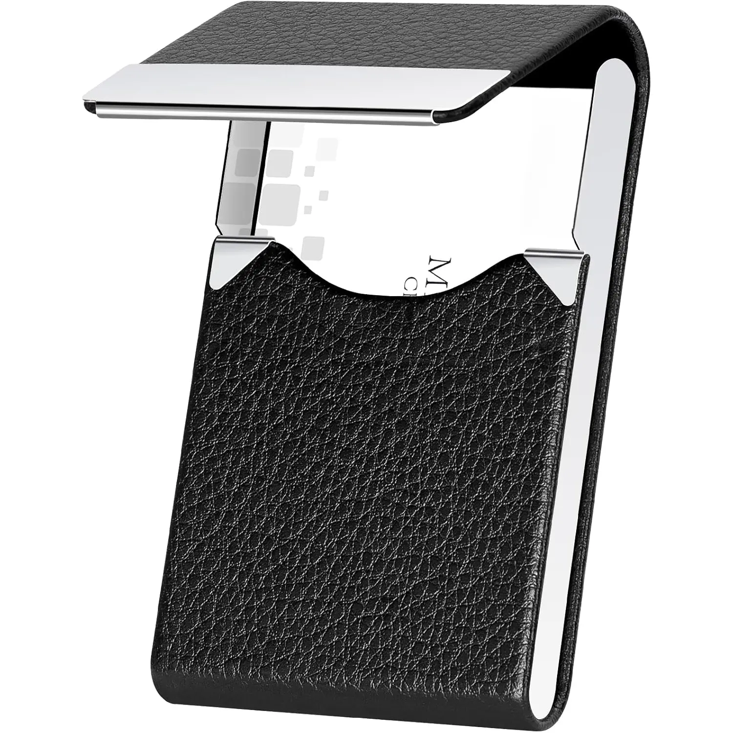 Professional Business Card Holder PU Leather Business Card Case Name Card  Holder Slim Metal Pocket Card Holder with Shut (Black) - TikTok Shop