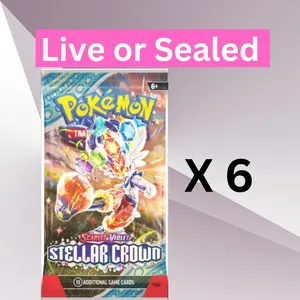 Pokemon TCG Stellar Crown Booster Packs x6 Scarlet & Violet Series Authentic Collectible Cards Live or Sealed Hobby Trading Cards