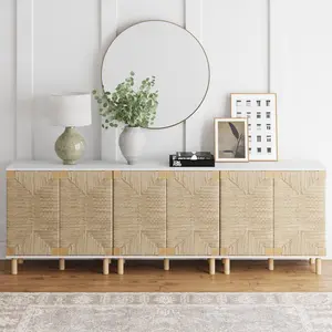 Seagrass Storage Cabinet Credenza White (Set of 3)
