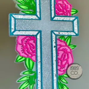 Floral Cross Car Freshie Floral Cross Car Freshie