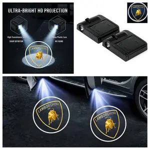 2-Pack Lamborghini Urus Aventador Huracan Gallardo Projection Sensor Car Door Lights, Easy Install Logo Welcome Courtesy Light, No Damage Installation